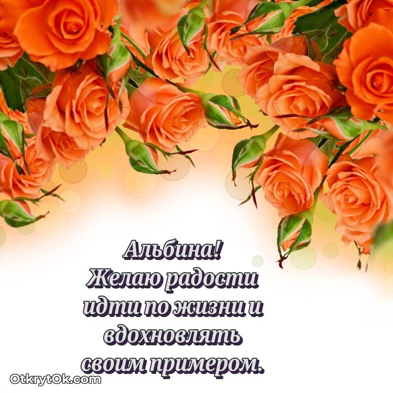 Красивая открытка — поздравление Альбине