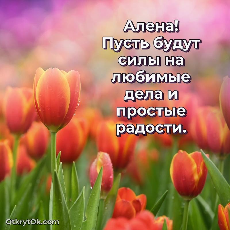 Небольшая открытка с пожеланием Алене