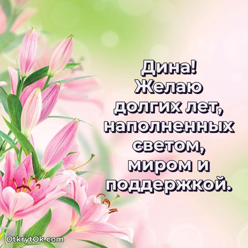 Открытка для ватсап с днем рождения Дине
