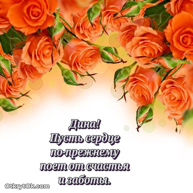 Открытка для ватсап с днем рождения Дине