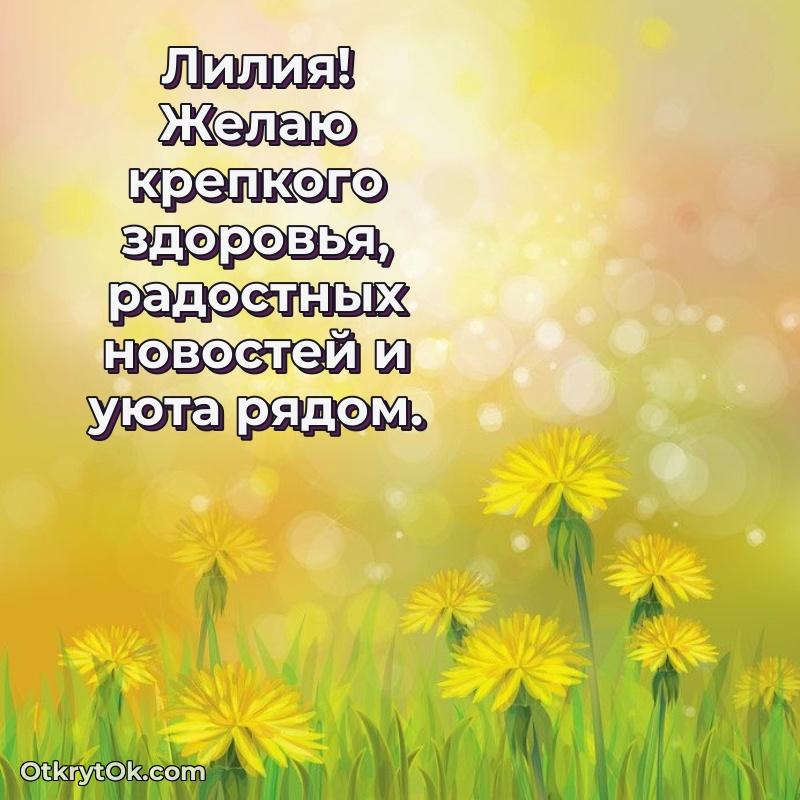 Небольшая открытка с пожеланием Лилии