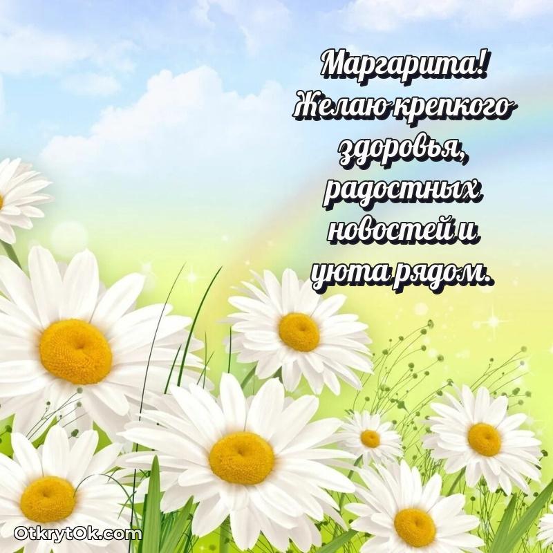Открытка с пожеланиями Маргарите для ватсапа
