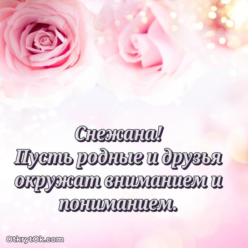 Небольшая открытка с пожеланием Снежане