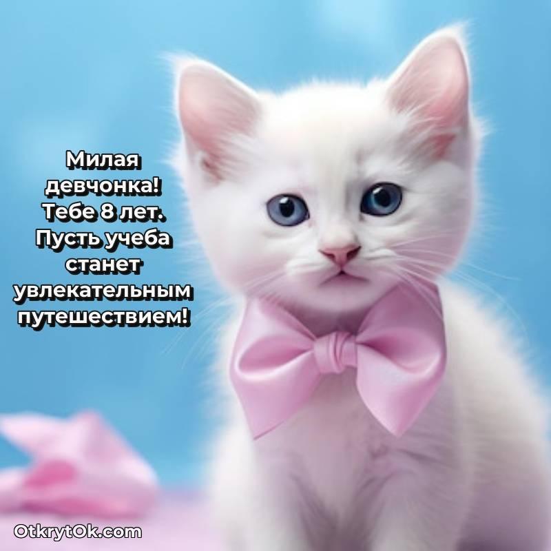 Скачать открытку Девочке с юбилеем на 8 лет — яркое