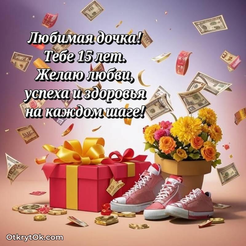 Поздравительная картинка Дочери на 15 лет