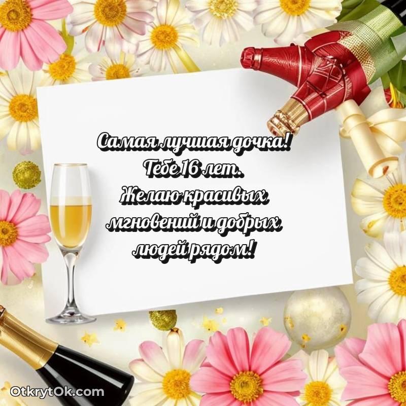 Открытка Дочери на 16 лет