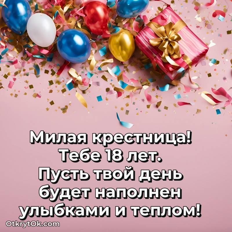 Открытка Крестнице на 18 лет