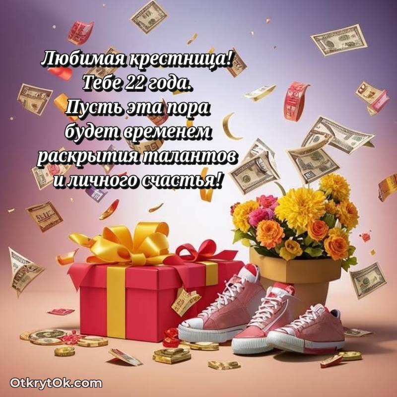 Картинка прикольная Крестнице на 22 года — трогательное