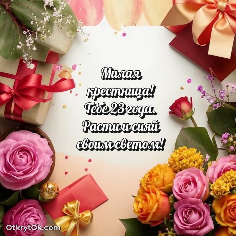 С днем рождения Крестнице открытки на 23 года — стильное