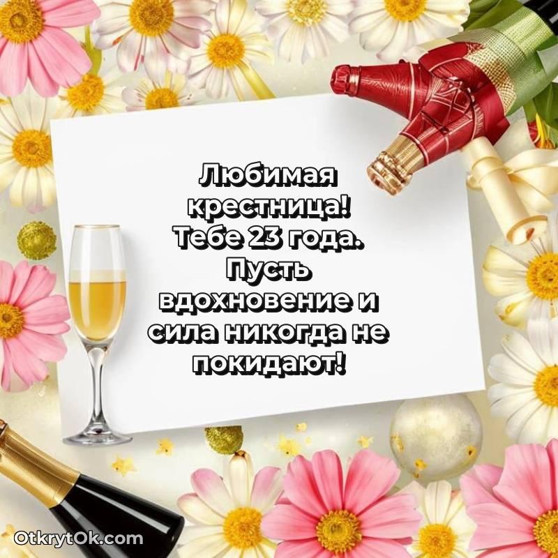 Открытка Крестнице на 23 года