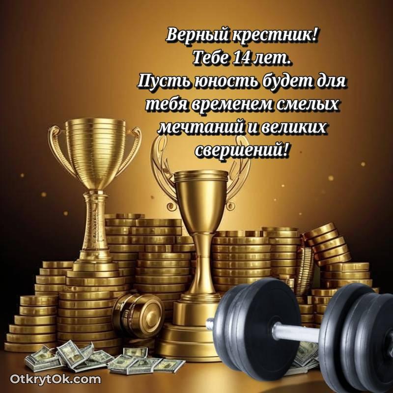 Картинка прикольная Крестнику на 14 лет