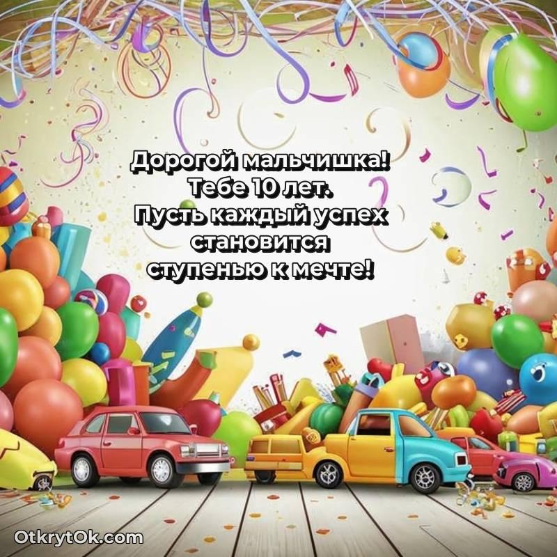оригинальное Открытка Мальчику на 10 лет