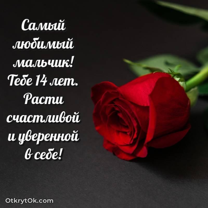 Праздничная открытка Маме сына 14 лет