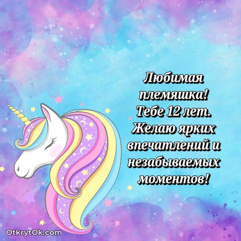 весёлое Поздравительная картинка Племяннице на 12 лет