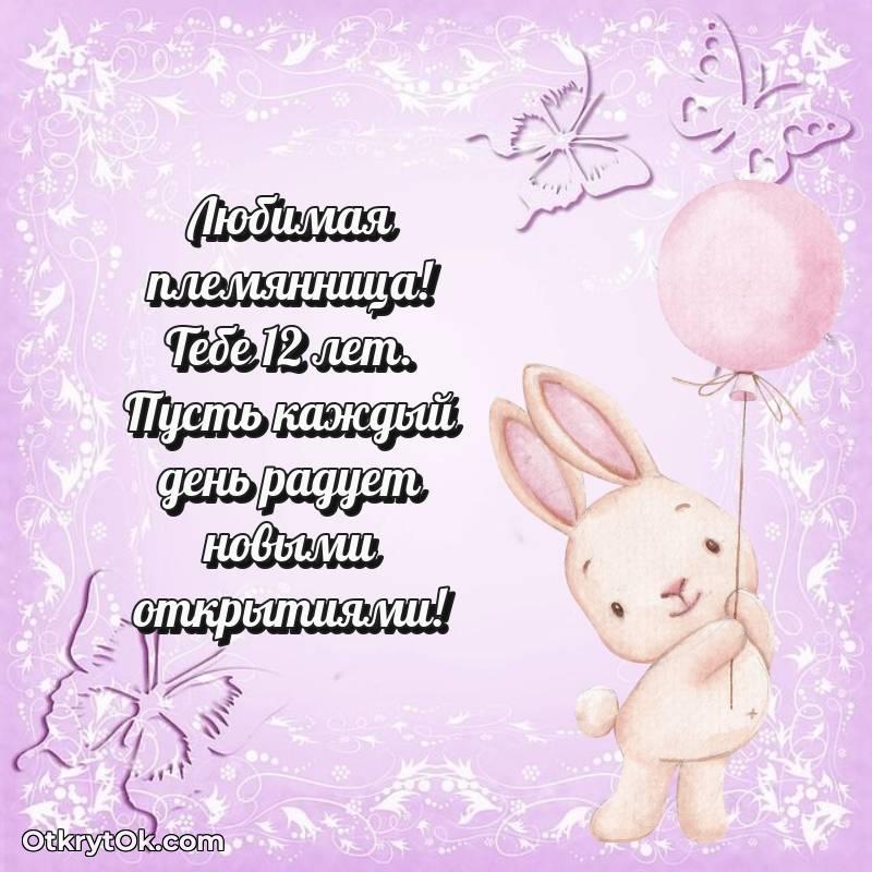 Праздничная открытка Племяннице 12 лет