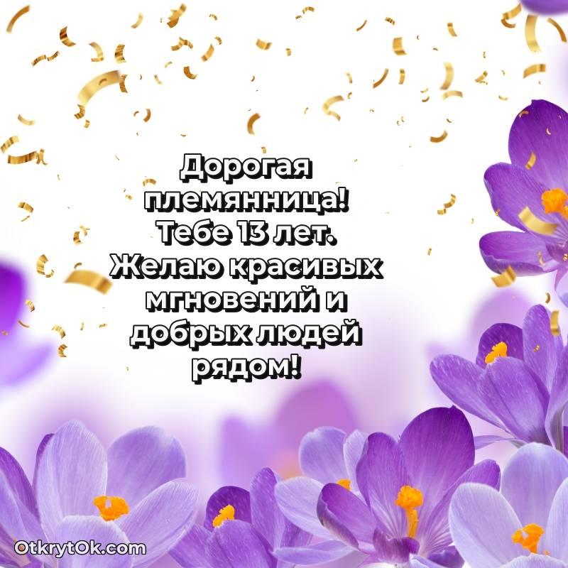 милое Открытка Племяннице на 13 лет