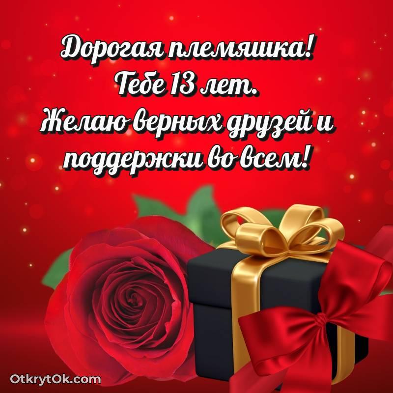 Скачать открытку Племяннице с юбилеем на 13 лет