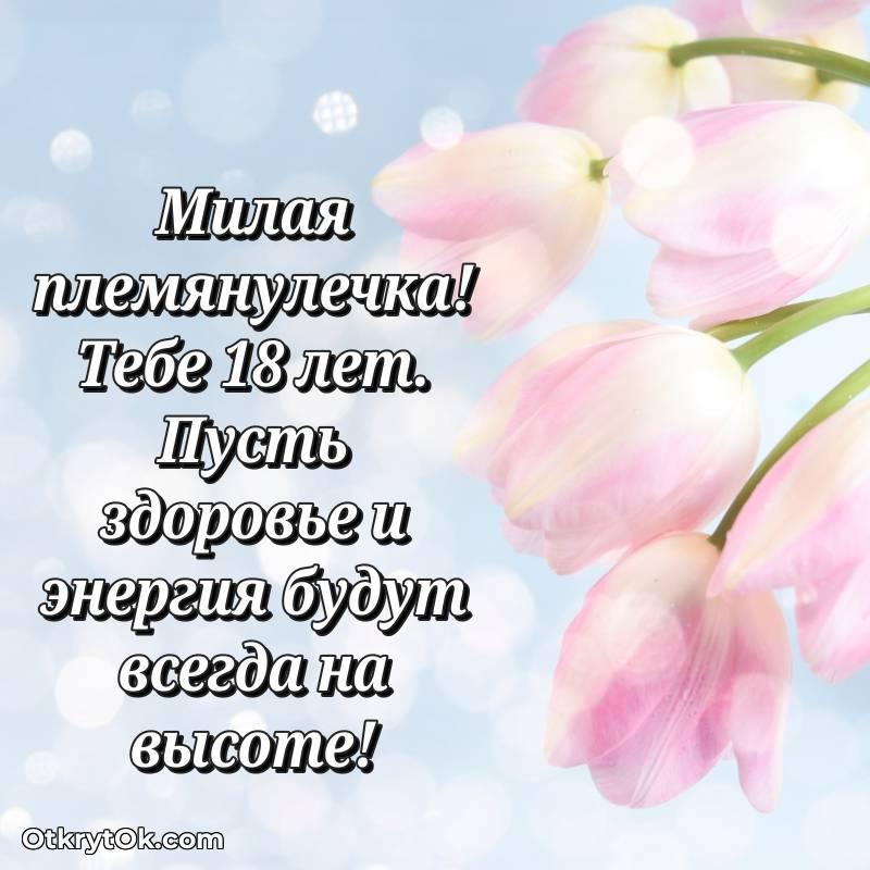 Открытка Племяннице на 18 лет
