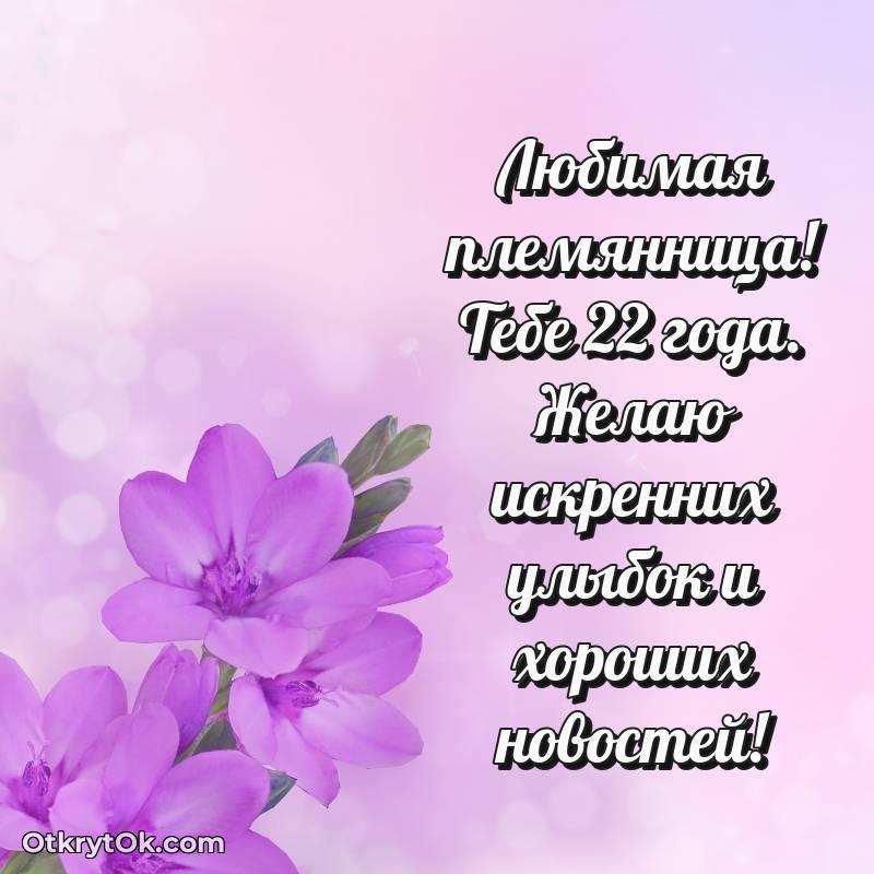 Праздничная открытка Племяннице 22 года