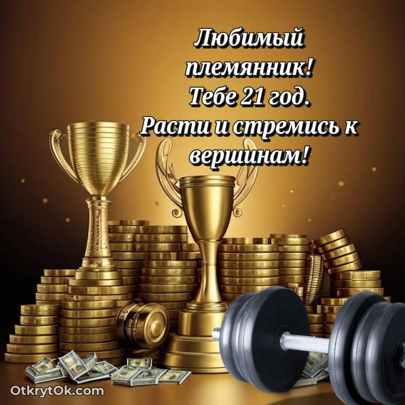 стильное С днем рождения Племяннику открытки на 21 год