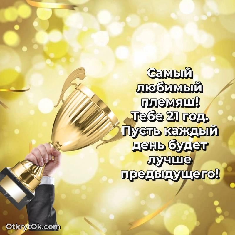 Праздничная открытка Племяннику 21 год