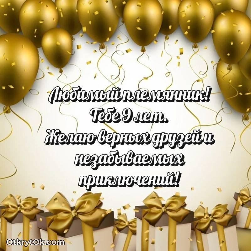 Праздничная открытка Племяннику 9 лет