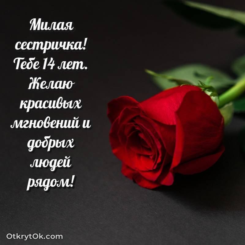 Поздравительная картинка Сестре на 14 лет